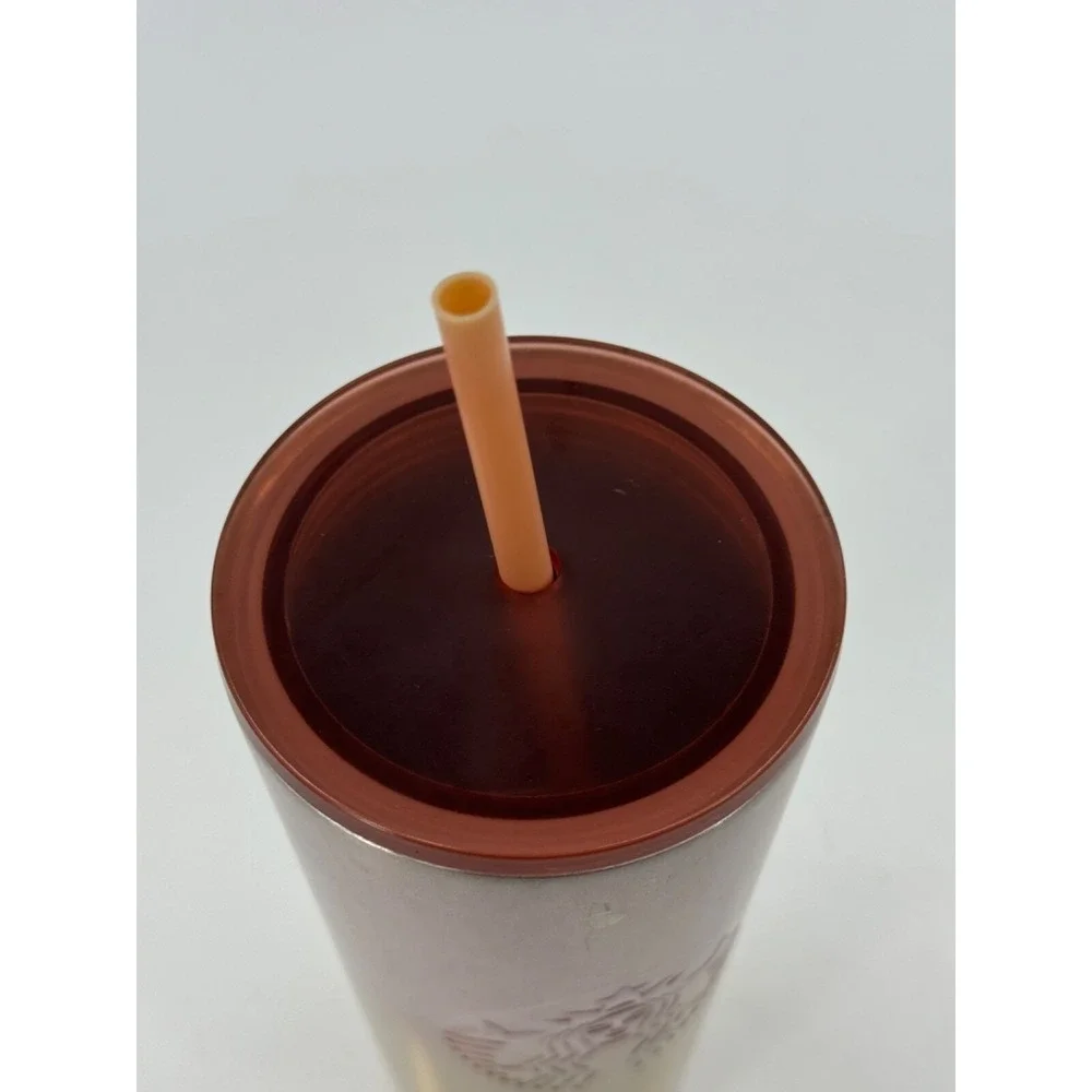 Starbucks Fall Pink Rose Gold Ombre Stainless Steel 24 Oz‎ Cold Cup Tumbler Used